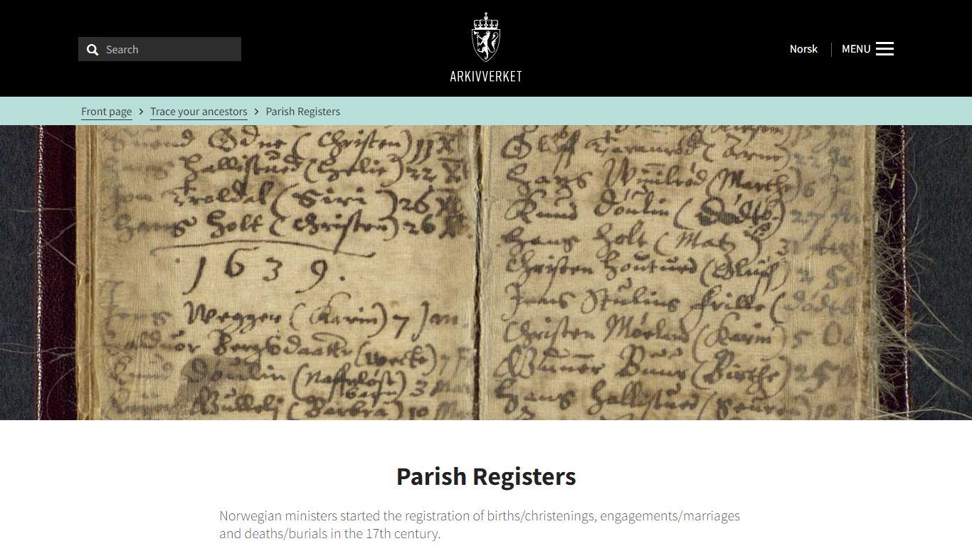 Parish Registers - The National Archives of Norway